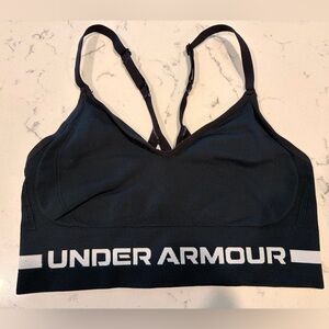 Under Armour Black Women's Seamless Low Long Bra with Logo- size Medium